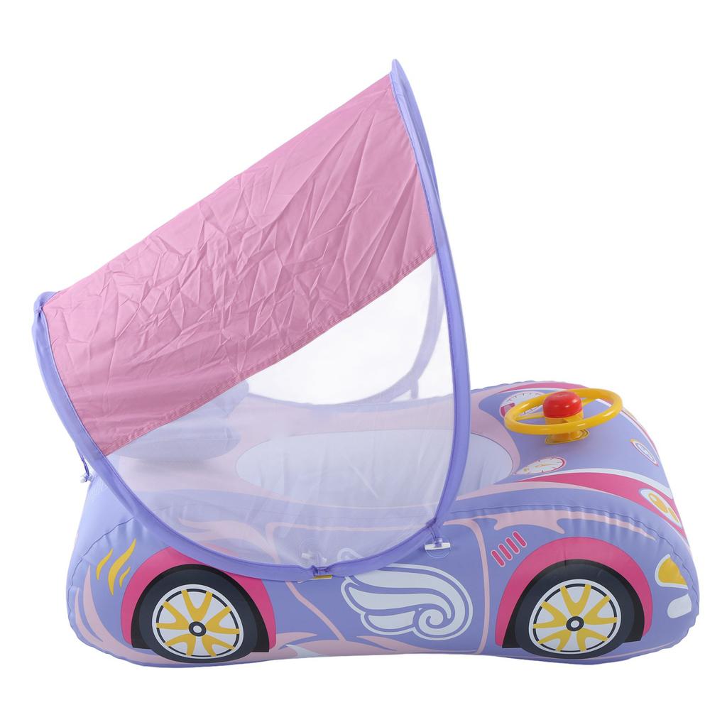 Baby Inflatable Swimming Float Car Shape Ride On Pool Float with Horn and Sunshade for 1 to 4 Years