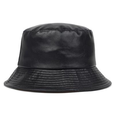 Bucket Hat Kunstleder Bucket Hats PU-Leder Solid Top Herren- und Damenmode Bucket Cap Panama Fisherman Caps