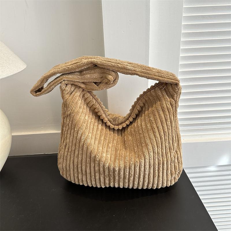 Winter Tote Bag for Women Large Capacity Handbags Casual Shoulder Bags Trend Female Corduroy Shopper Crossbody Bag