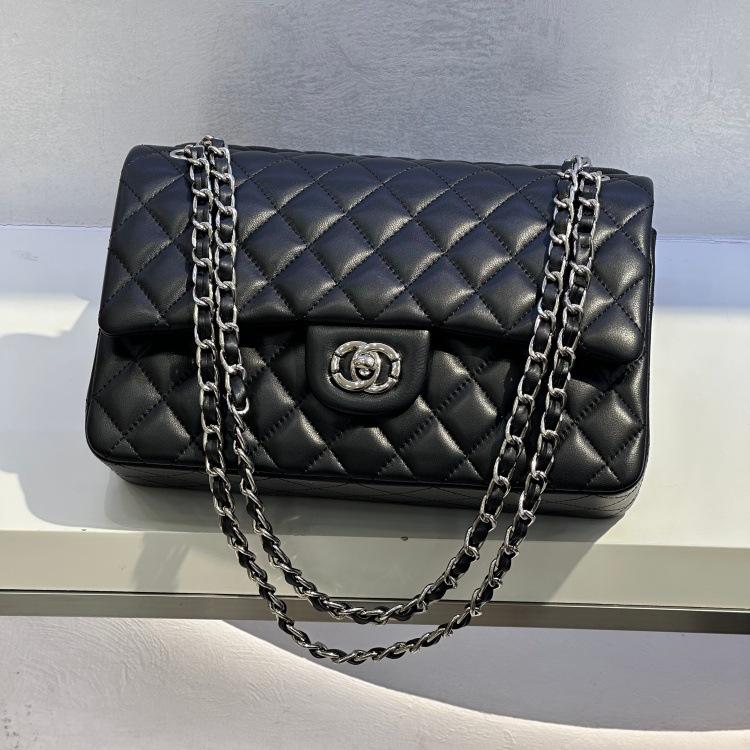 High-Quality Cowhide/Sheepskin Medium Size Cf25 Leather Chain Flap Single Compartment Bag Women's Bag Unmarked