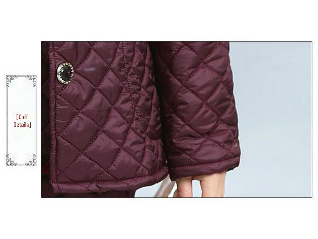 Warm Winter Three-Piece Set for Elderly Women: Fleece-Lined Cotton Coat and Pants