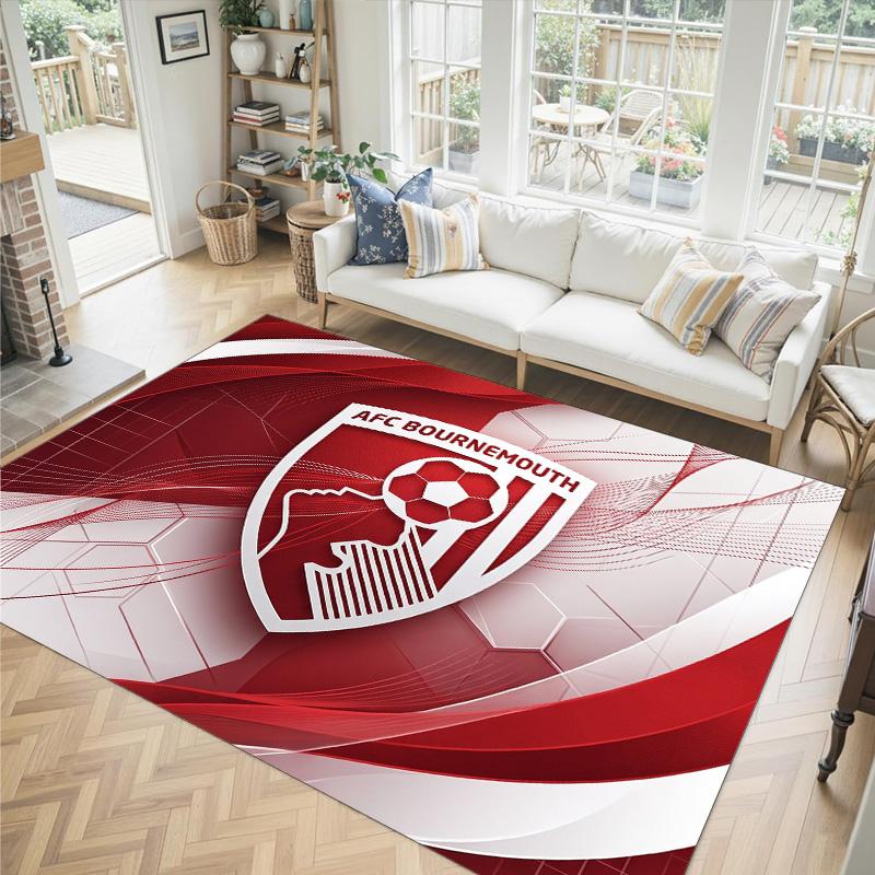 Bournemouth Football Design Crystal Velvet Carpet Cozy Non?Slip Printed Rug For Bedroom Living Room Entrance