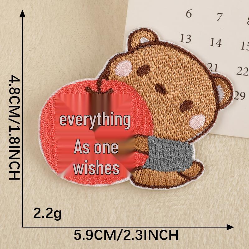 Self-Adhesive Cartoon Bear Embroidery Patch for Shoes, Hats, and Bags
