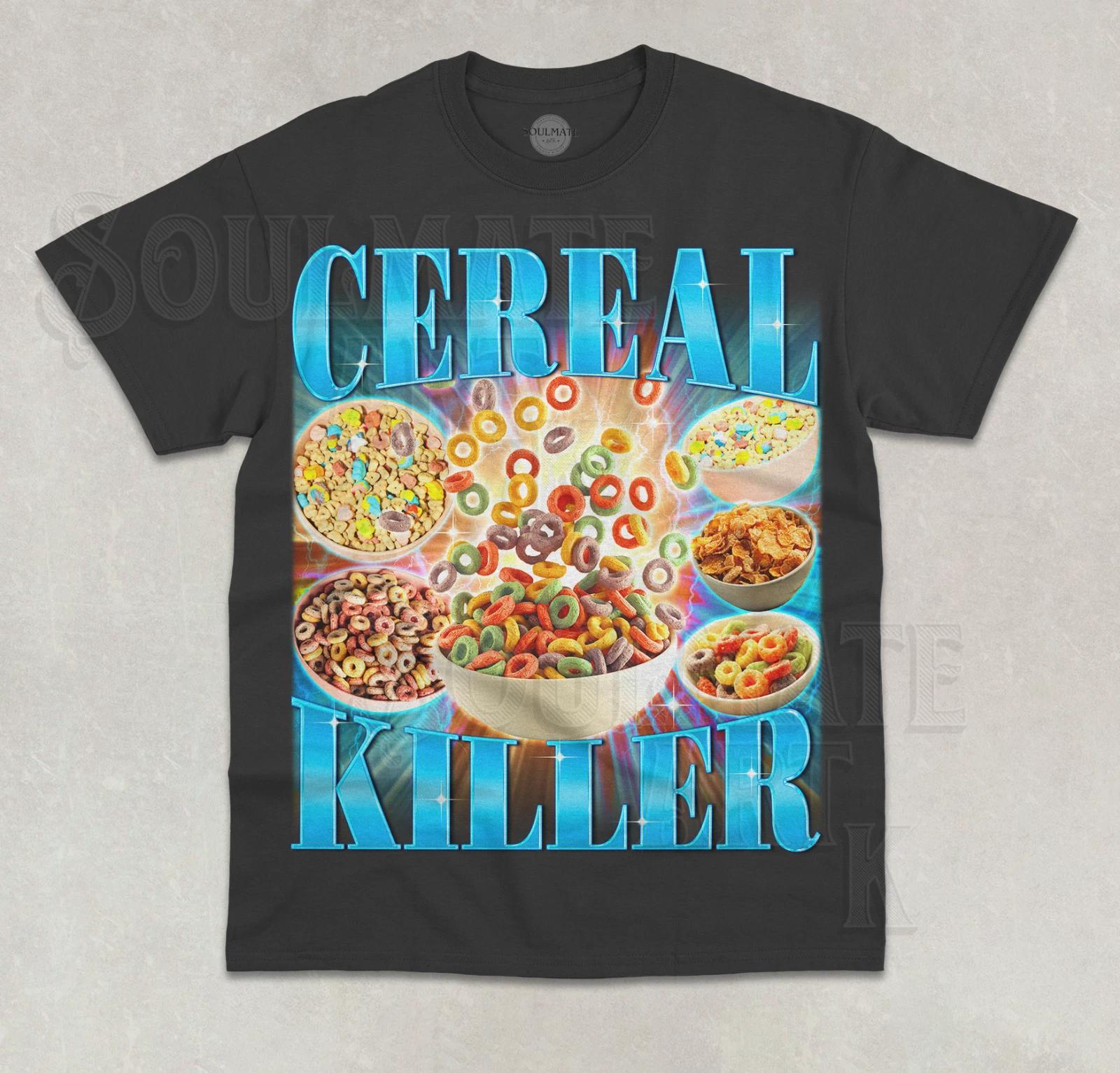 Cereal Killer T-Shirt Funny Meme Cereal Lover Breakfast Graphic Unisex Shirt 2XL