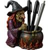 Magic Witch Pen Holder, Witch Cauldron Pen Holder for Horror Fans & Fantasy Lovers, Resin Cauldron Pen Organizer with Spooky Witch Design