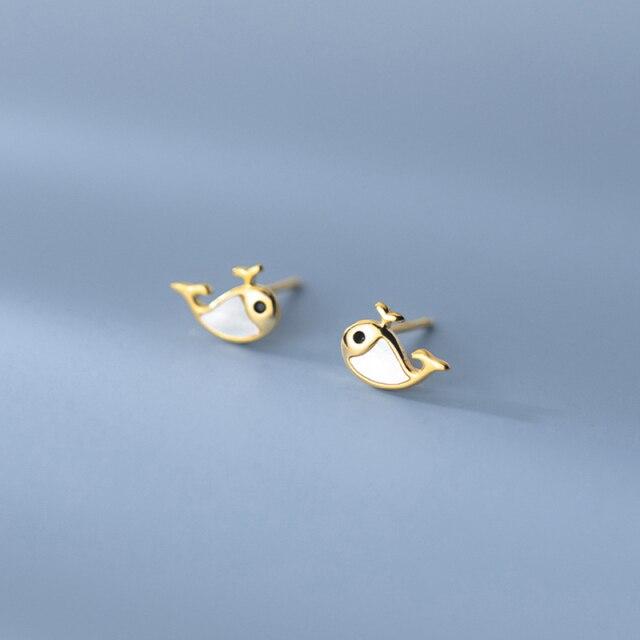 Тон Милый Бесплатный Океанский Кит Маленькие Серьги-Гвоздики Модные Женские Модные Драматичные Акцентные Ракушка Рождественское Собрание золотой