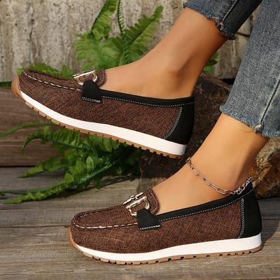 2026 Nouvelle Tendance Automne Femmes Chaussures Plates Rétro Designeur Modeables Bout Rond Décoration Métallique Chaussures Décontractées Zapatos De Mujer