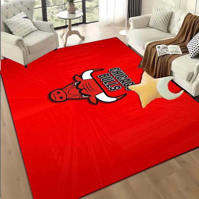 1PC Chicago-Bulls Logo Floor Mat for Living Room, Game Rooms, Office, Bedroom, Office Floor Mat Playful Design, Christmas Fan Gifts