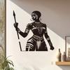 African Warrior Woman Spear Metal Wall Sculpture Black Painted Iron Tribal Art for Living Room Porch Wedding Decor Easy Install Sturdy Cultural Gift