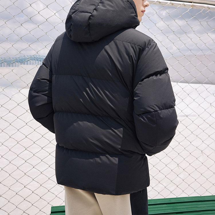 Fila Fusion Letter Zipper Hooded Long Sleeve Warm Bread Down Jacket Men Jackets Black T11M341903A-BK