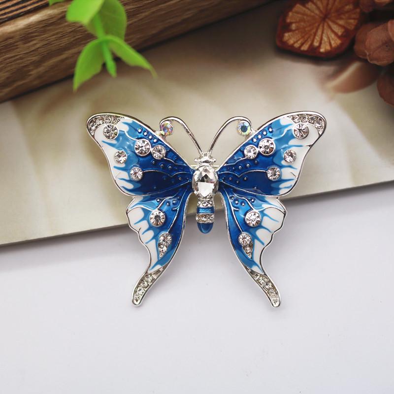 

2020 Fashion Rhinestone Enamel Butterfly Brooch Pin Scarf & Clothing Accessory синий