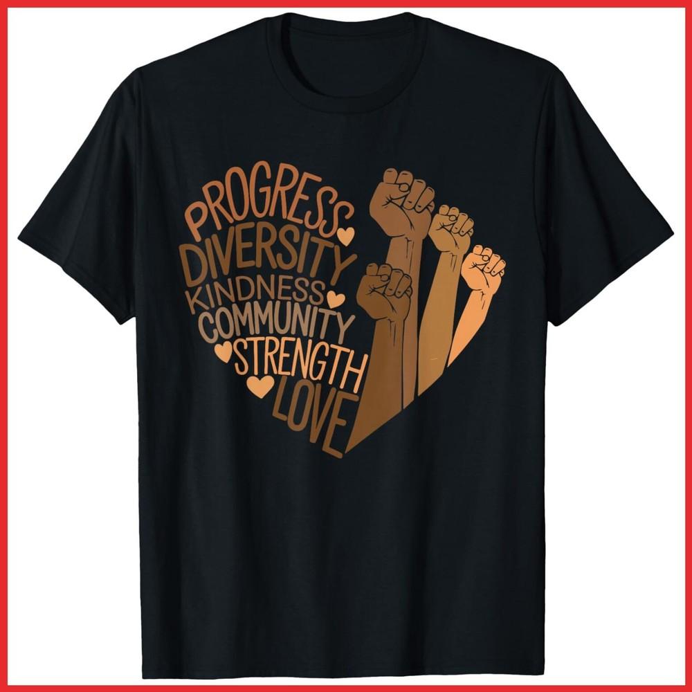 Melanin African Women Black History Fists Diversity Equity Black Cotton T-Shirt Unisex T-Shirt M