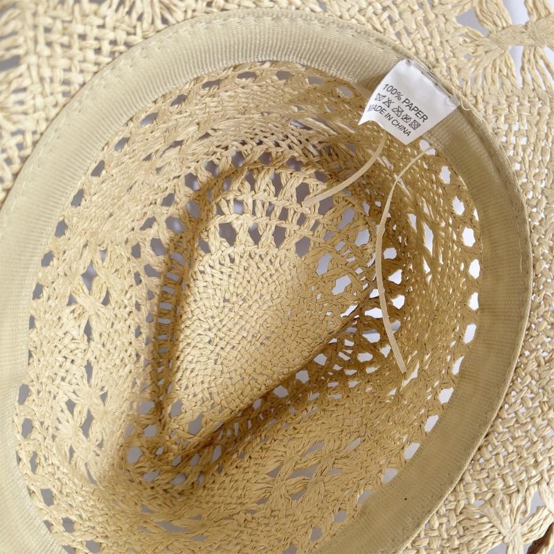 Western Straw Hat Handwoven Breathable Sun Hat Beach British Hat Elegant Wide Brimmed Straw Hat Panama Hat
