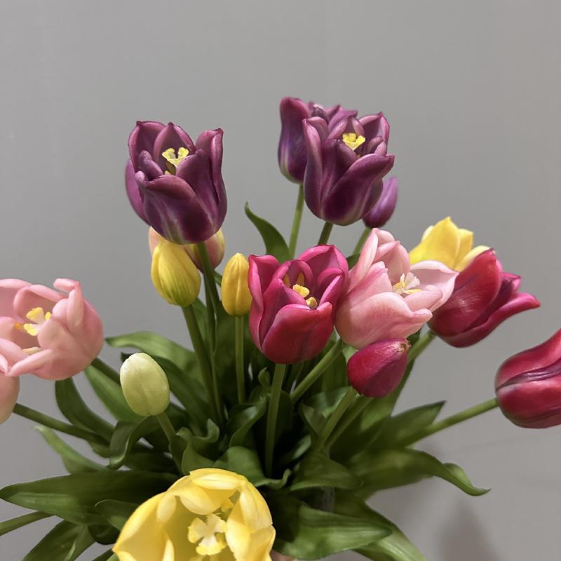 Premium Soft Rubber Tulip Bouquet - Realistic Artificial Flowers for Decoration and Props