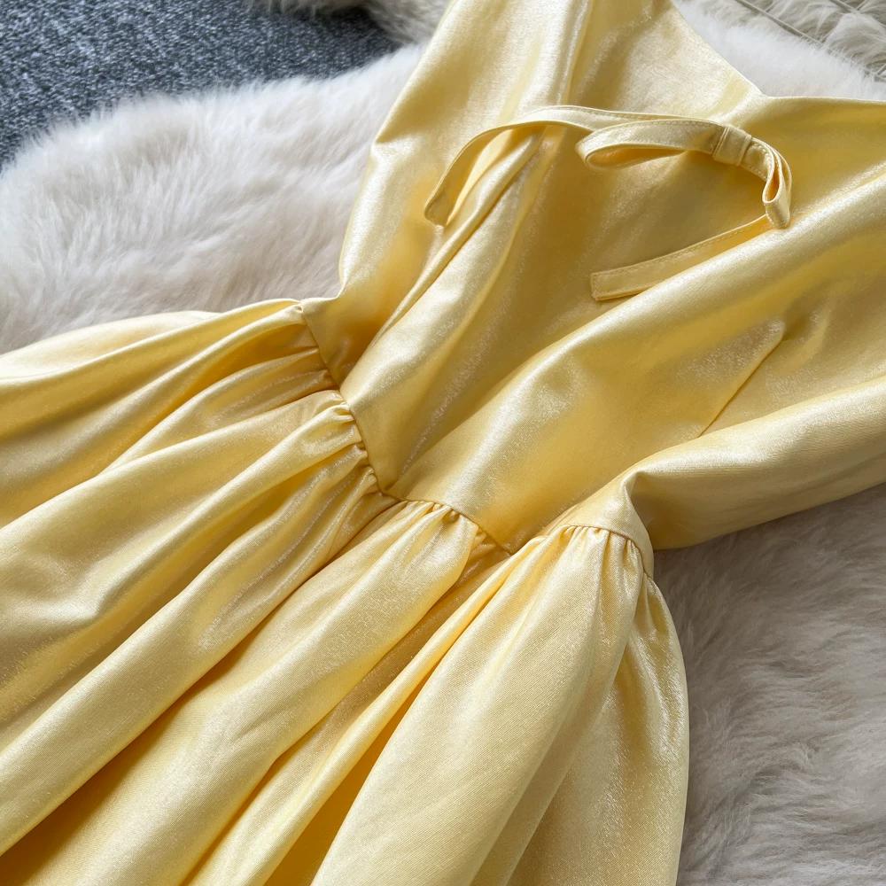 Women's Elegant White Satin Long Dresses Wedding Guest Cocktail Evening Party Dress Square Neck Sleeveless Slim Long Dress