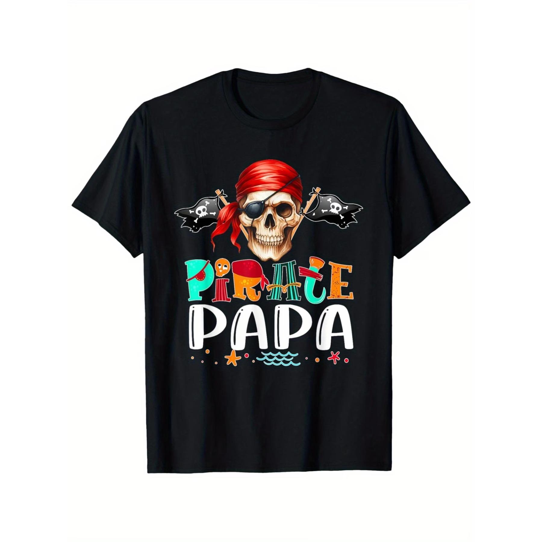 

Pirate Papa Funny Birthday Pirate Day Family Matching T-Shirt, Unisex Cotton Casual Round Neck Outdoor Short Sleeve T-Shirt XXL чорний