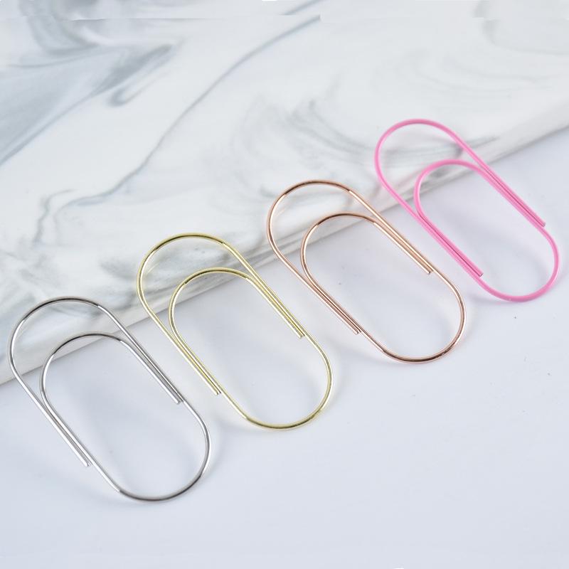 Oversized Creative Electroplated Metal Paperclip, 50mm, Four Colors Pink (Coated)