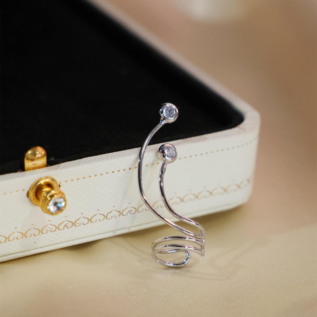1PC Bent Zircon Ear Bone Clip Inlaid with Synthetic Zircon for Women's Fashionable and Elegant Temperament Ear Hook