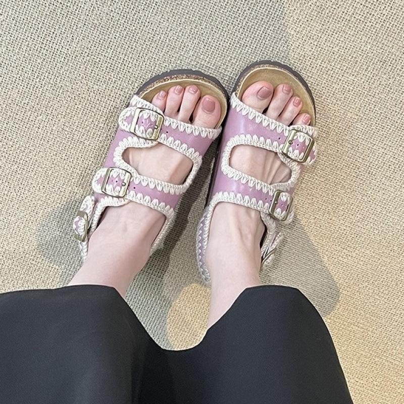 

Cowhide version~ thick-soled slippers for women, beach cool slippers are versatile and casual, and sandals are worn outside. 35 светло-фиолетовый