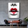 Wandkunst Bedruckte Leinwand Mädchen Rote Lippen Wandbilder Frauenfigur Poster Gemälde Wohnzimmer Zuhause Bilder Dekoration Cuadros