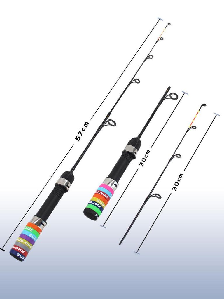 57cm Carbon-Eisangelrute, 2 Spitzen, Super weich & leicht, Tragbare Winterrute für Europa & Amerika