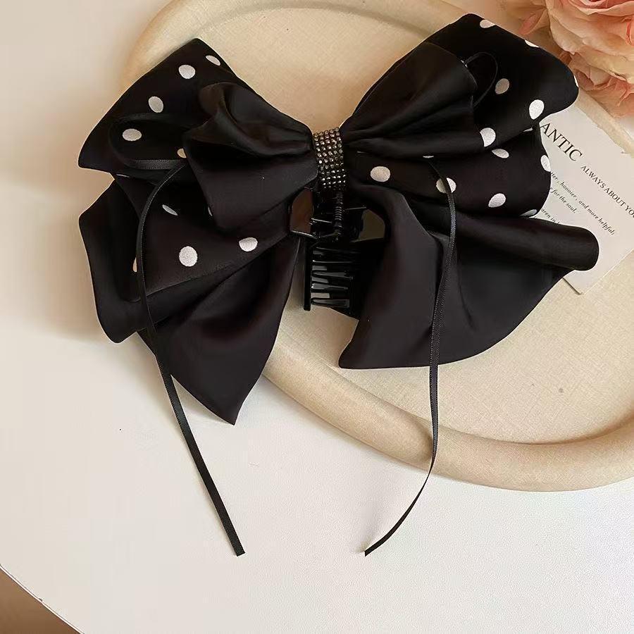 

Elegant Polka Dot Bow Claw Clip - 2026 Ponytail Hair Accessory