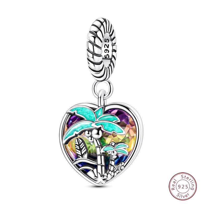 Charm Beads Love Heart Coconut Tree Copper Pendant 3Mm Diy Party Christmas Exquisite Jewelry Making Gift
