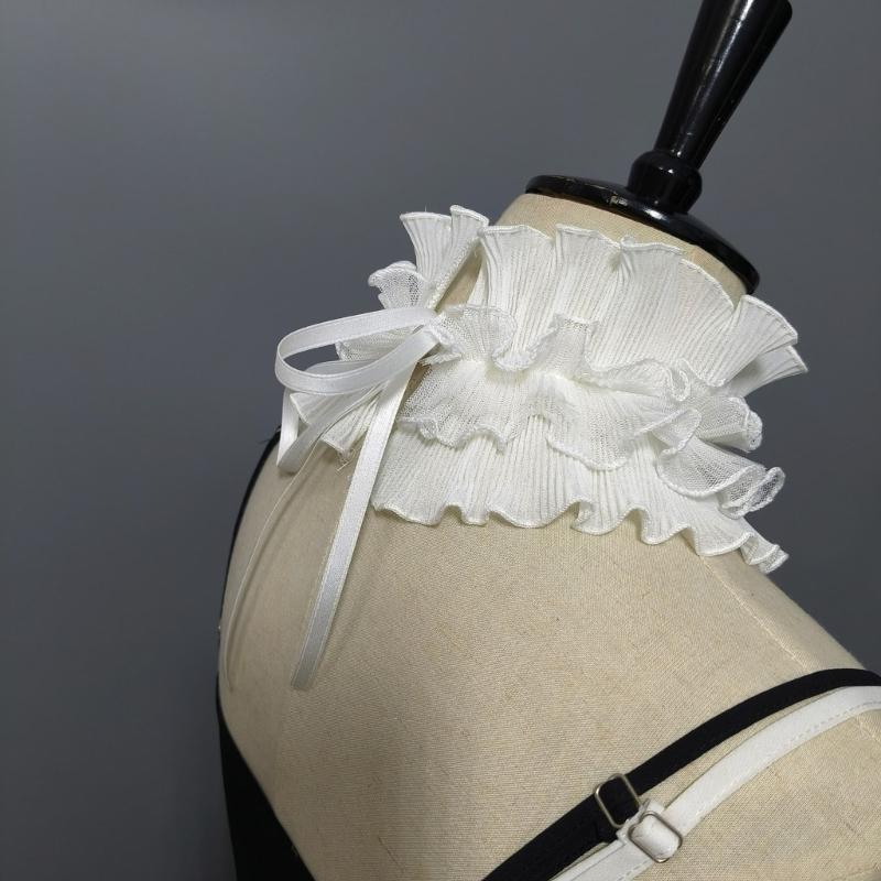 Vintage Ruffle Lace Collar Detachable Neck Ruff Collar Women Neckwear Blouse Skirt Decorative Neckwear for Theme Event