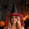 Halloween Performance Costume Steeple Witch Hat, with Lace Edge, Lightweight Holiday Photo Prop Breathable Pointed Headwear, for Cosplay Party