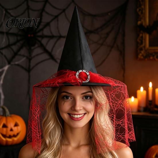 Halloween Performance Costume Steeple Witch Hat, with Lace Edge, Lightweight Holiday Photo Prop Breathable Pointed Headwear, for Cosplay Party