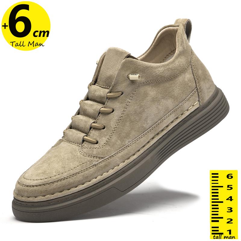 

Men Chunky Sneakers Elevator Shoes Height Increase Insole 6cm Sports Plus Size 37-47 Leisure Tall Man 37 бежевый