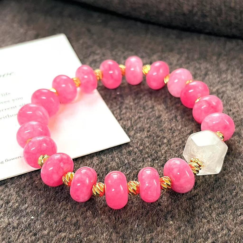 Vintage Ruby Quartz Rock Natural White Crystal Bracelet Bracelet