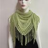 Women's Hollowed Knitted Triangular Scarf Imitation Cashmeres Soft Winter Shawl Wrap Neckerchief Blanket with Fringes