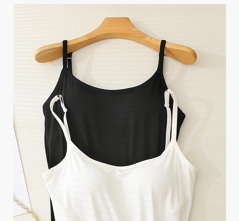 Women's Modal Spaghetti Strap Tank Top with Built-in Bra Pads - Plus Size Sports Bra Underwear