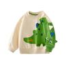 Korean Style Boys Dinosaur Sweatshirt - Round Neck, Loose Fit, Small & Medium Sizes, Stylish Letter Pullover.