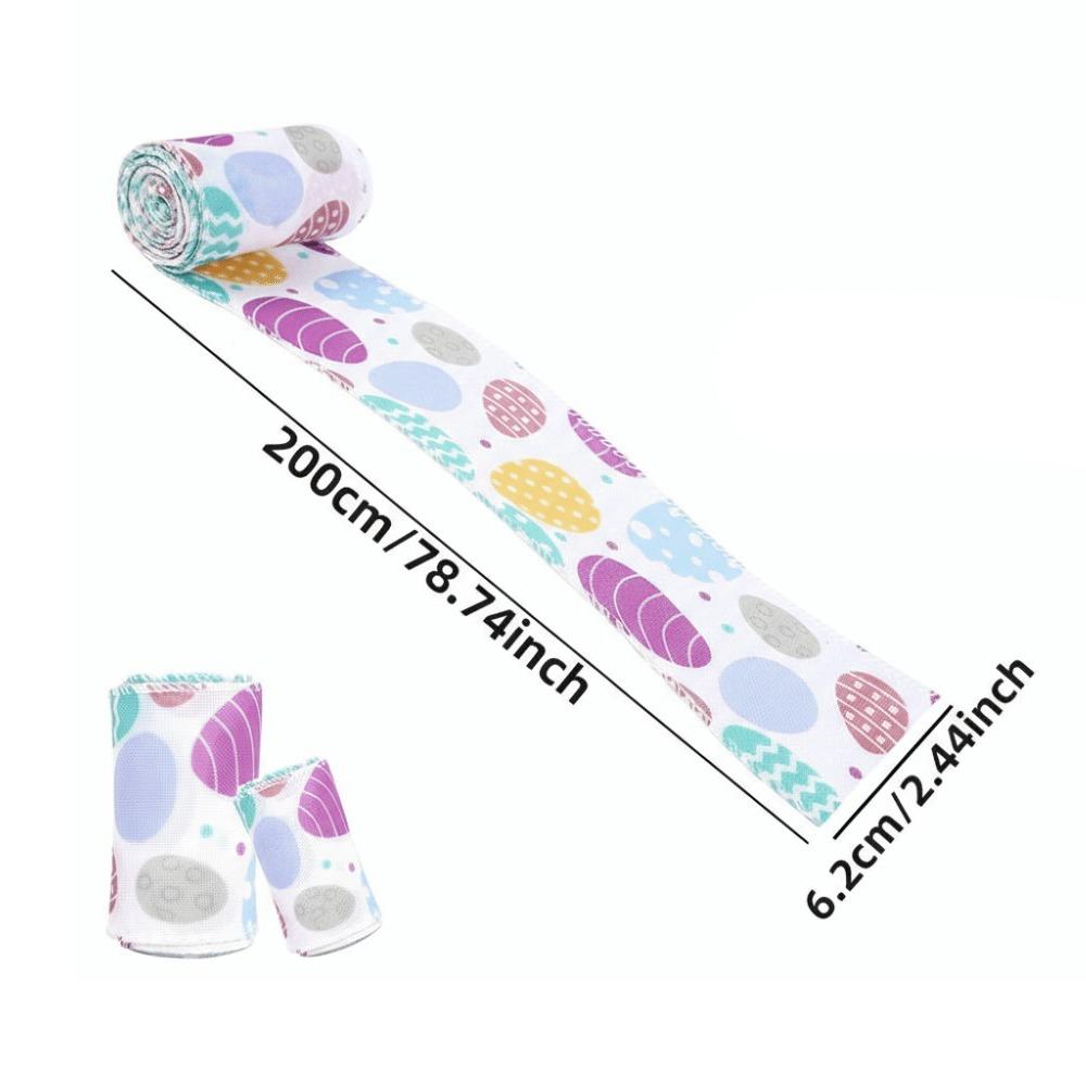Vibrant Colors Easter Ribbon Cartoon Rabbit Print Bunny Egg Carrot Print Grosgrain Ribbon Iron Wire Edge Easter Egg Print
