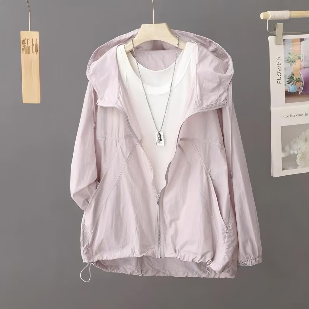 Women Summer Sun-Protective Clothing Coat Thin Outerwear Short Versatile Sunscreens Jacket Female Loose Simple Overcoat