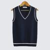 Sweater Vest Men Thicken V-neck Sleeveless Knitted Sweaters Vests Striped Retro Preppy-style Simple Chic Loose Casual All-match