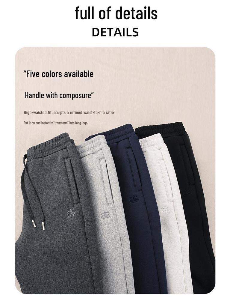 GAGN Women's Plus Size High Waist Winter Fleece Sweatpants with Zipper Pockets.