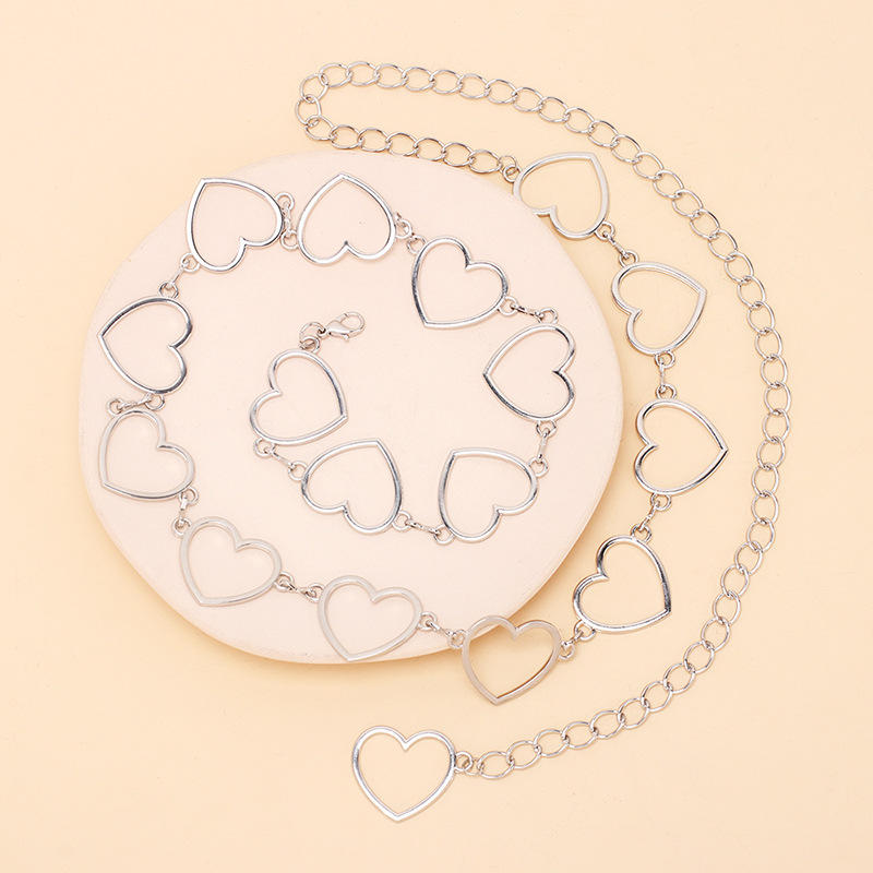 Gold Metal Belt Fashion Women's Silver Waist Chain Women's Heart Chain Belt Dress Accessories