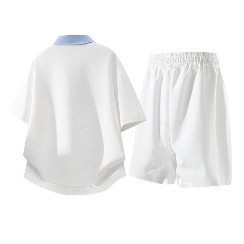 Polo Shirt Short-sleeved Suit Men's Breathable Shorts Suit Loose 2-piece Suit