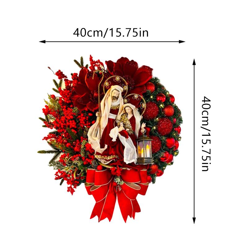 

3D Рождественская подвесная табличка Святой Иисус Принт Ягодные гроздья Венок Табличка для входной двери Для входной двери Окна Стены 40cm