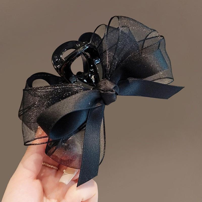 Fugitive Princess Satin Bow Hair Claw Clip - Elegant Updo Accessory