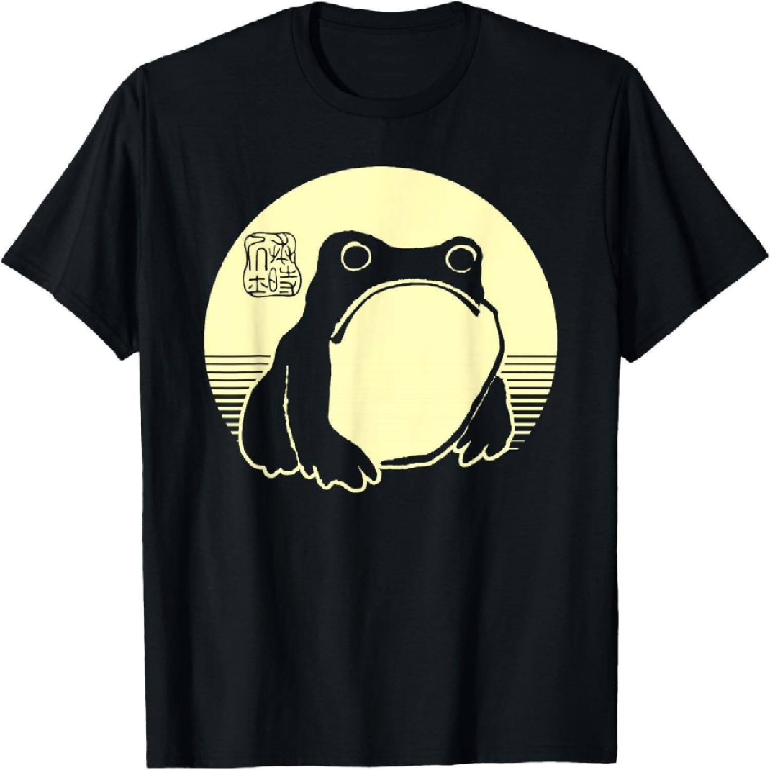 Ретро Эстетика Сердитая Лягушка Милый Укиё Японская Арт Принт Футболка XXXXXL разноцветный