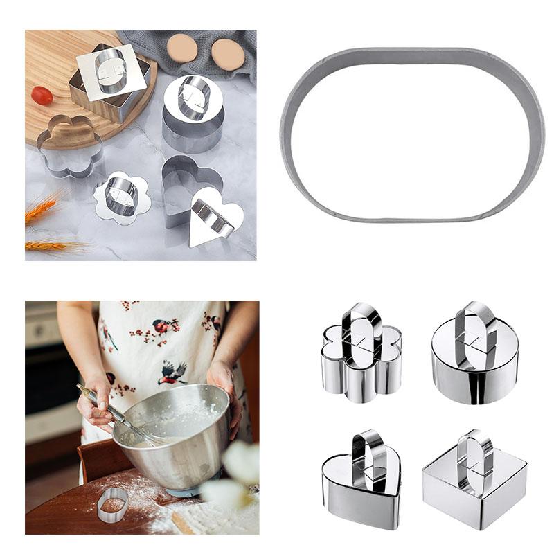 Oval Semi Raw Cheesecake Mold with Edge Baking Dessert Pudding Mousse Mold and Stainless Steel Cake Ring for Cooking Desserts