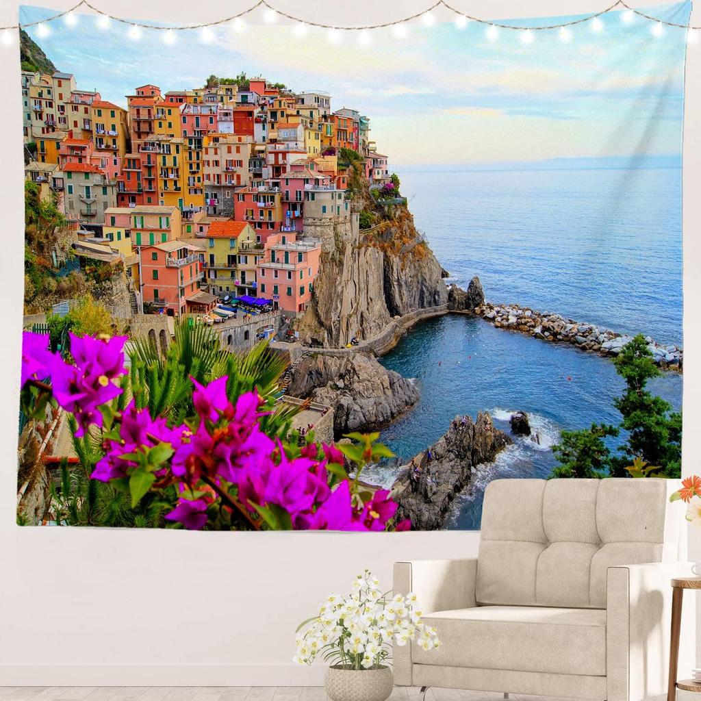 Black and White England Landmark Picnic Mat Hippie Trippy Tapestry Wall Art Meditation Decor for Bedroom Living Room Dorm, Red