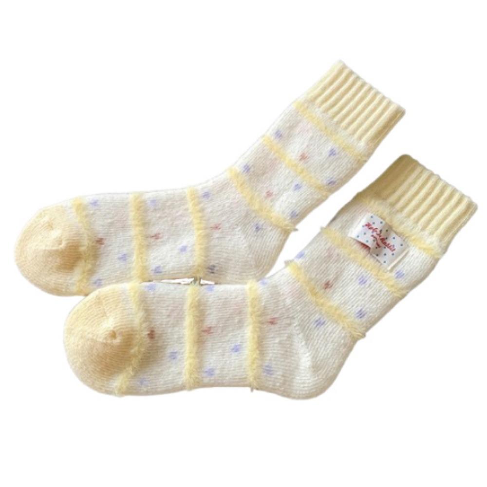

Striped Mid Tube Socks Absorb Sweat Thickened Floor Socks Fluffy Plush Socks Autumn Winter жёлтый