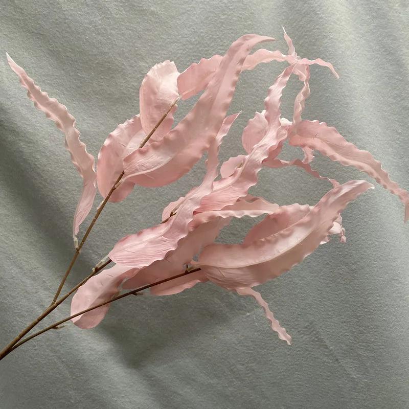 

Artificial Kelp Leaf Fake Flowers Green Plant Home Living Room Decoration Brushed Cloth Blue Coral Leaves Simulation Plants 3pcs розовый