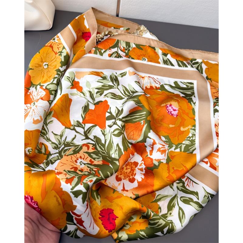 Korean Style Luxury Printed Large Square Scarf For Women