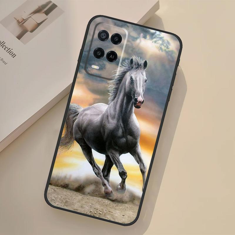 Animal Majestic Painting Horse Case For Oppo A17 A57 A77 A74 A54 A94 A78 A98 A18 A60 A80 A40 A38 A58 A96 A76 A16 A15 A5 Pro